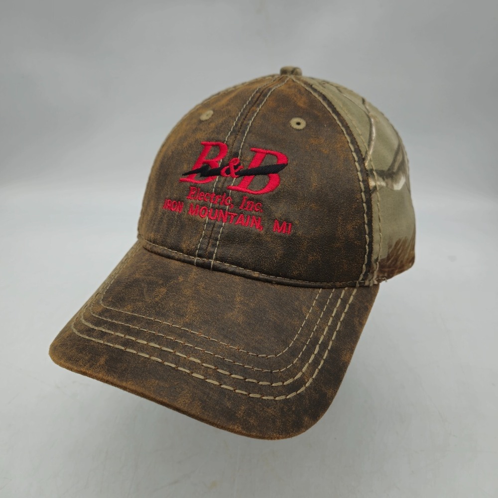 Cap America Hat Baseball Cap Camo Leather B & B Electric Iron Mountain Michigan